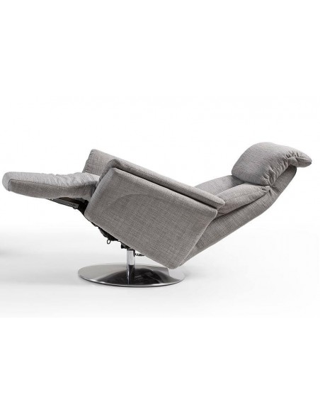 INCE - Fauteuil relaxation piètement métallique chromé ou noir, 5 étoiles ou cercle, têtière réglable