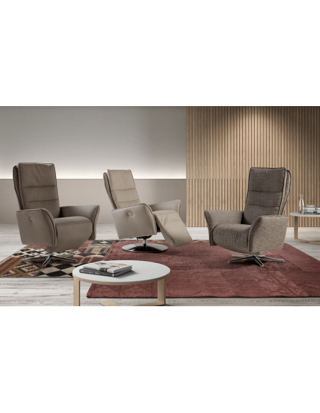 PENN - Fauteuil relaxation piètement métallique chromé ou noir, 5 étoiles ou cercle, têtière réglable