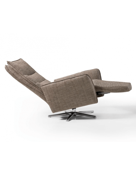 PENN - Fauteuil relaxation piètement métallique chromé ou noir, 5 étoiles ou cercle, têtière réglable