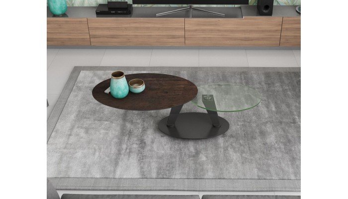 VALIA - Table basse 2 plateaux pivotant,
