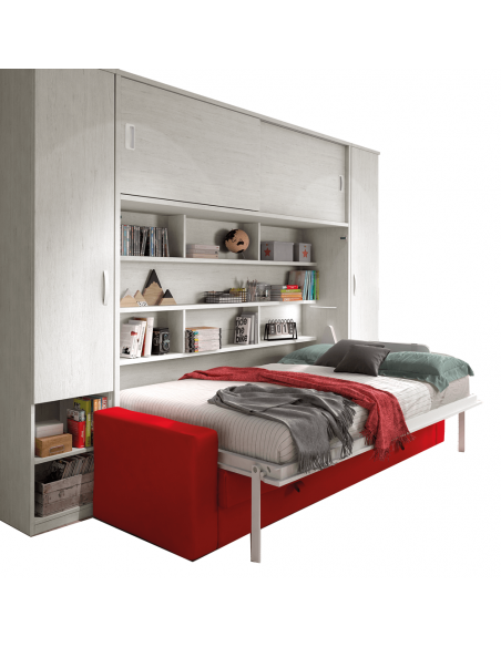 HORIZON - Armoire lit escamotable horizontale avec canapé et rangement