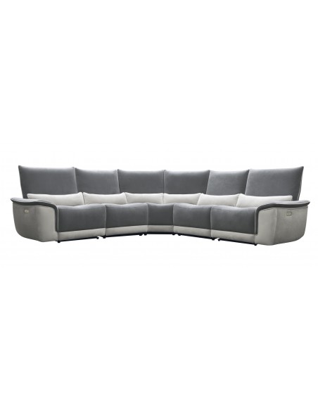BUTTERFLY - Canapé d'angle en tissu avec 2 relax électriques et 6 têtières articulées manuelles