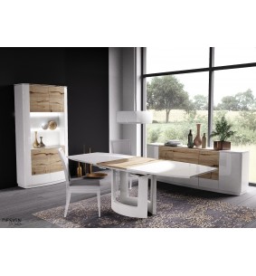 SHOWBIZZ - Table de séjour 1 allonge 50 cm (avec Led)