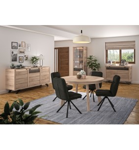 EVE - Meuble TV 2 portes 1 tiroir placage chêne