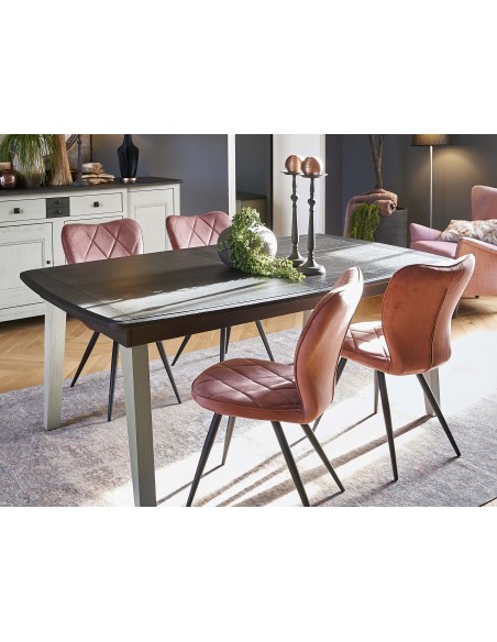 RAFFINE - Table pieds en bois 1 allonge de 60 cm