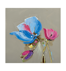 Tableau fleurs bleue et rose