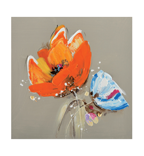 Tableau fleurs orange et bleue