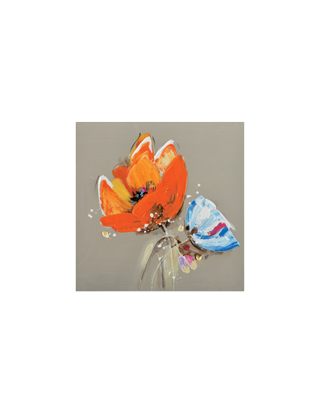 Tableau fleurs orange et bleue