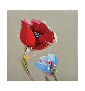 Tableau fleurs rouge et bleue