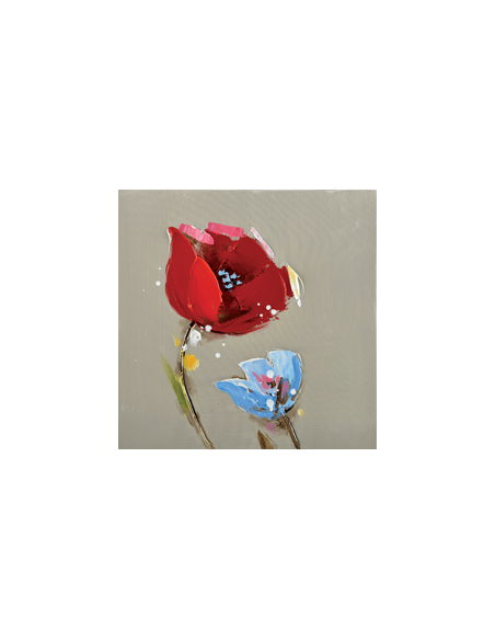 Tableau fleurs rouge et bleue