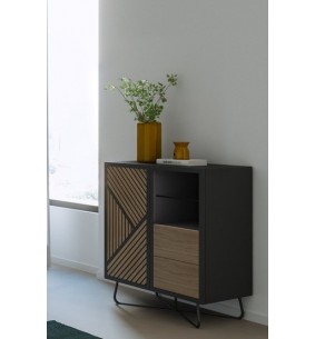 SEIDE - Meuble d'Appui 1 Porte 2 Tiroirs 1 Niche 