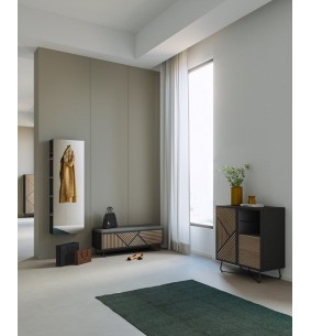 SEIDE - Meuble d'Appui 1 Porte 2 Tiroirs 1 Niche  2