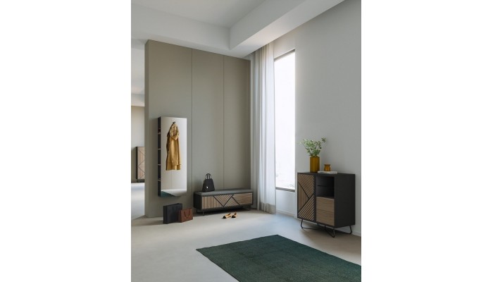 SEIDE - Meuble d'Appui 1 Porte 2 Tiroirs 1 Niche 