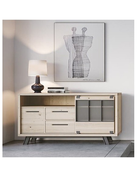 HARRY - Enfilade 180 cm 1 porte coulissante 2 tiroirs 1 porte 