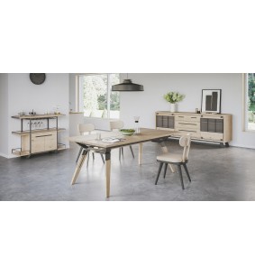HARRY - Meuble bar à roulette 124 cm 2 portes  2