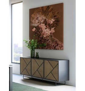 SEIDE - Enfilade 195 cm 3 Portes 1 Tiroir Intérieur 