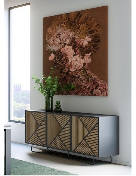 SEIDE - Enfilade 195 cm 3 Portes 1 Tiroir Intérieur 