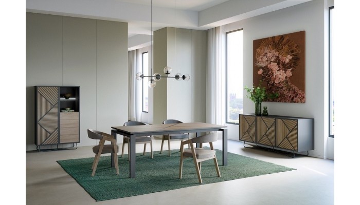 SEIDE - Enfilade 195 cm 3 Portes 1 Tiroir Intérieur 