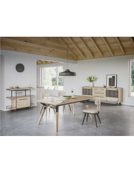JAMES - Enfilade 2 portes coulissantes, 4 tiroirs 