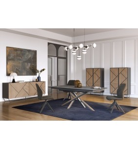 SEIDE - Enfilade 221 cm 2 Portes Coulissantes coplanaires 1 Tiroir Intérieur  2