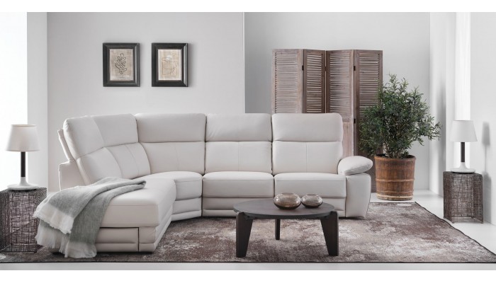 VEDER - Canapé d'angle tissu, 1 relax électrique 