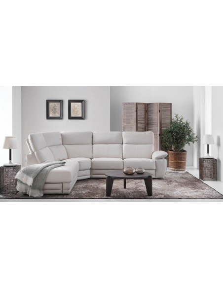 VEDER - Canapé d'angle tissu, 1 relax électrique 
