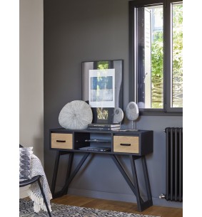TOUAREG - Console 2 tiroirs 1 niche 