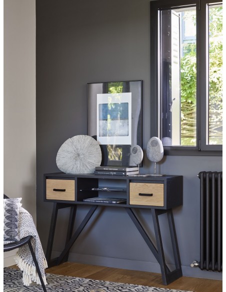 TOUAREG - Console 2 tiroirs 1 niche 