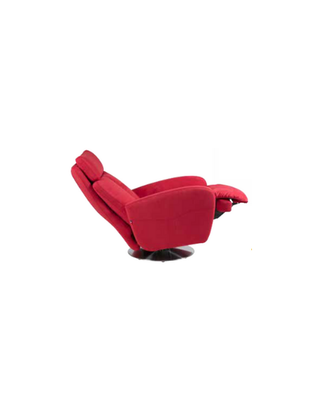 Fauteuil relaxation tissu rouge, pivotant relax manuel 