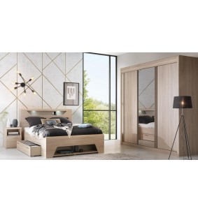 MULTY - Tête de lit niche 140 cm, avec éclairage et 2 prises 