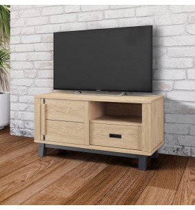 ARDEN - Meuble TV Hifi 1 porte - 1 tiroir - 1 niche Façade de tiroir bois 