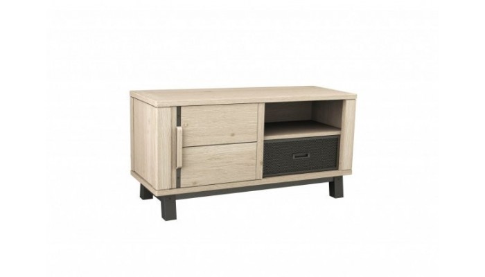 ARDEN - Meuble TV Hifi 1 porte - 1 tiroir - 1 niche Façade de tiroir bois 