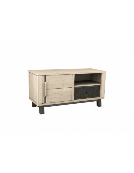 ARDEN - Meuble TV Hifi 1 porte - 1 tiroir - 1 niche Façade de tiroir bois 