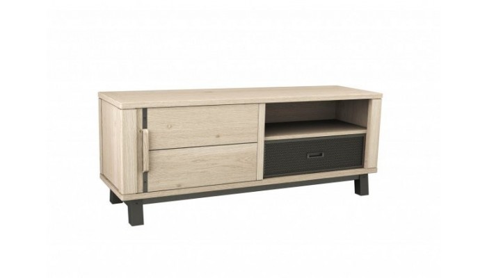 ARDEN - Meuble TV Hifi 1 porte - 1 tiroir - 1 niche Façade de tiroir bois 