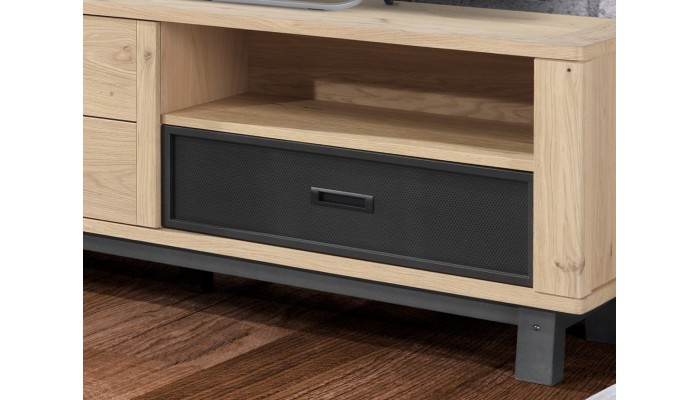ARDEN - Meuble TV Hifi 1 porte - 1 tiroir - 1 niche Façade de tiroir bois 