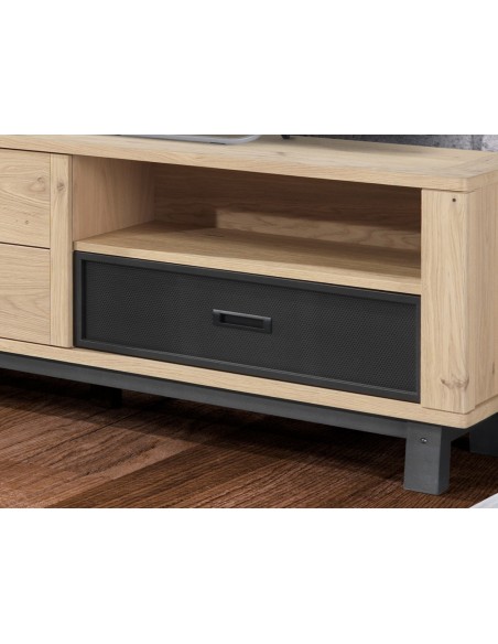 ARDEN - Meuble TV Hifi 1 porte - 1 tiroir - 1 niche Façade de tiroir bois 