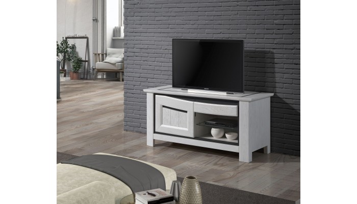 MILE - Meuble TV Hifi 1 porte 1 tiroir 1 niche 