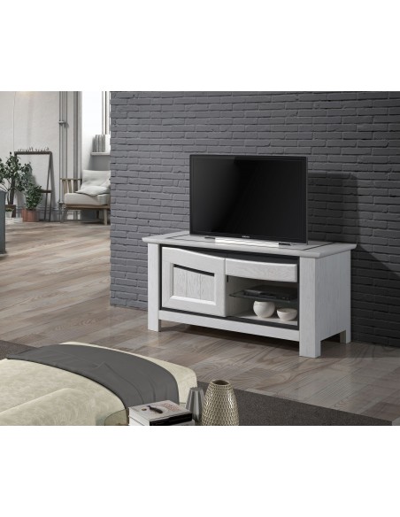 MILE - Meuble TV Hifi 1 porte 1 tiroir 1 niche 