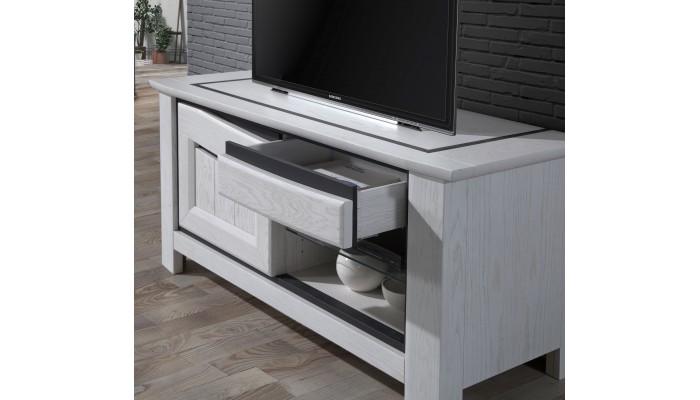 MILE - Meuble TV Hifi 1 porte 1 tiroir 1 niche 