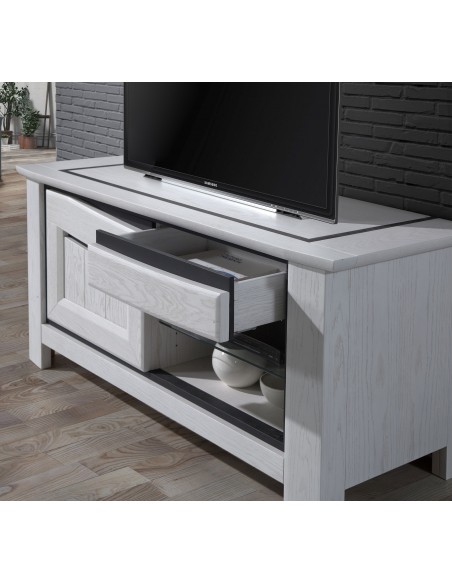 MILE - Meuble TV Hifi 1 porte 1 tiroir 1 niche 