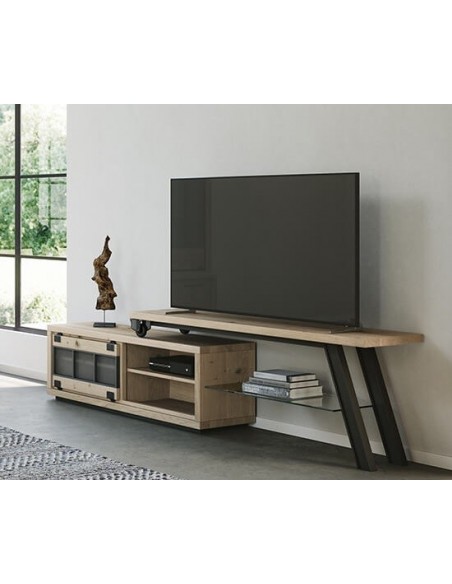 HARRY - Meuble TV 140 cm 1 porte coulissante 1 tiroir 