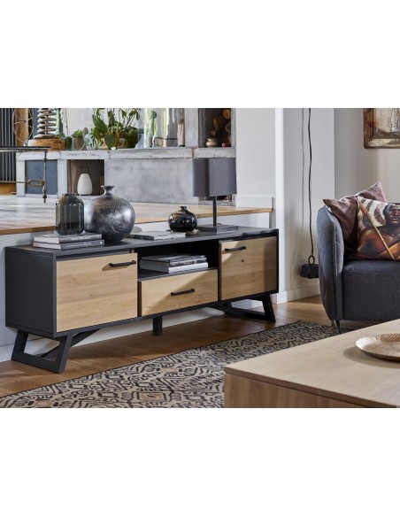 TOUAREG - Meuble TV 2 portes 1 tiroir 1 niche 