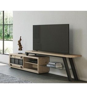 HARRY - Meuble TV extensible 1 porte coulissante 1 niche 