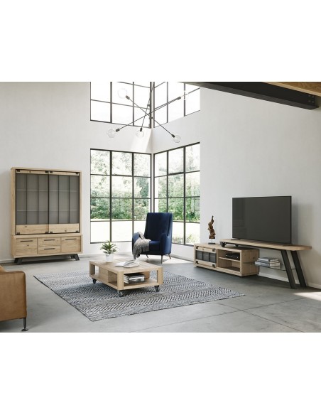 HARRY - Meuble TV extensible 1 porte coulissante 1 niche 