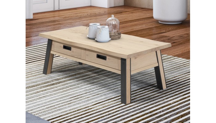 ARDEN - Table de salon 1 tiroir - Plateau droit 