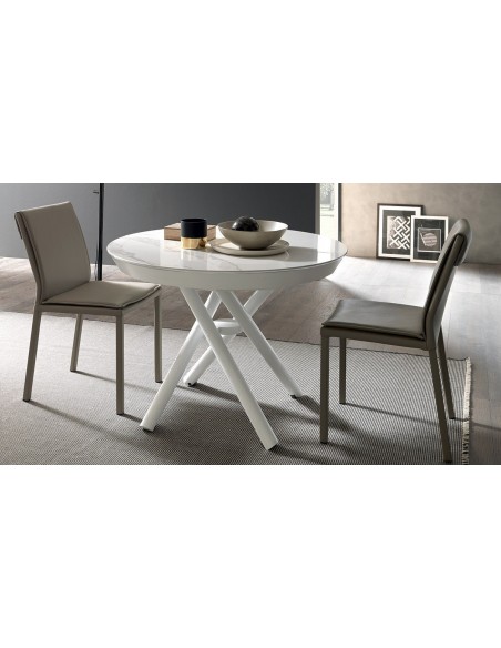 HELI - Table relevable 1 allonge de 60 cm, finition plateau céramique 