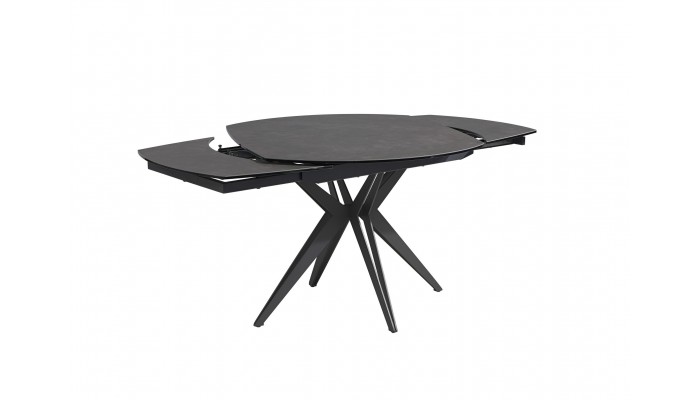 NENU - Table ovale 2 allonges en bout escamotable 30 cm 