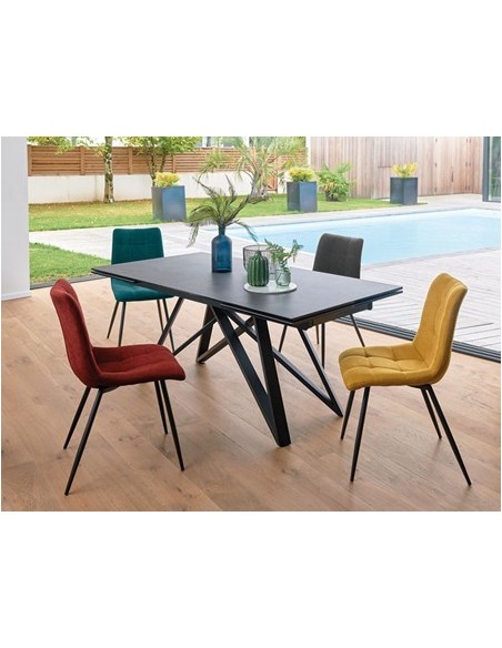 ETAPE - Table plateau céramique 2 allonges de 50 cm 