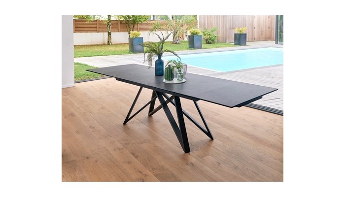 ETAPE - Table plateau céramique 2 allonges de 50 cm 