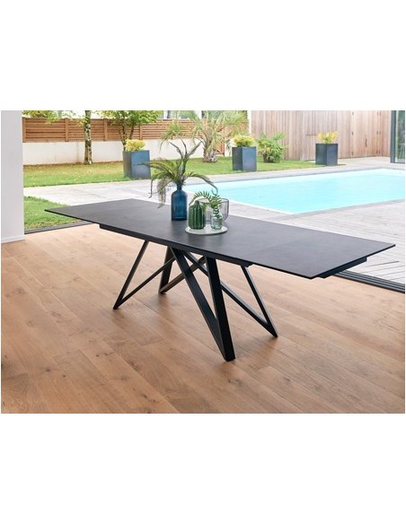 ETAPE - Table plateau céramique 2 allonges de 50 cm 